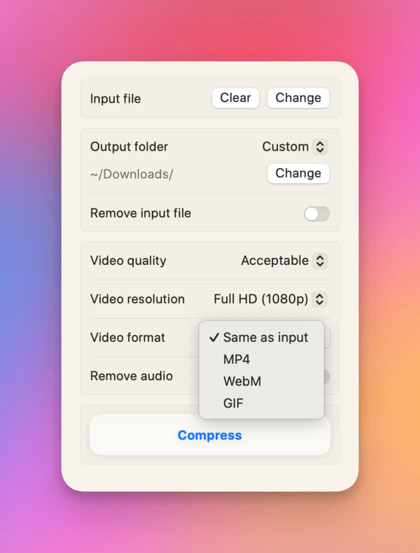 Compresto supported formats