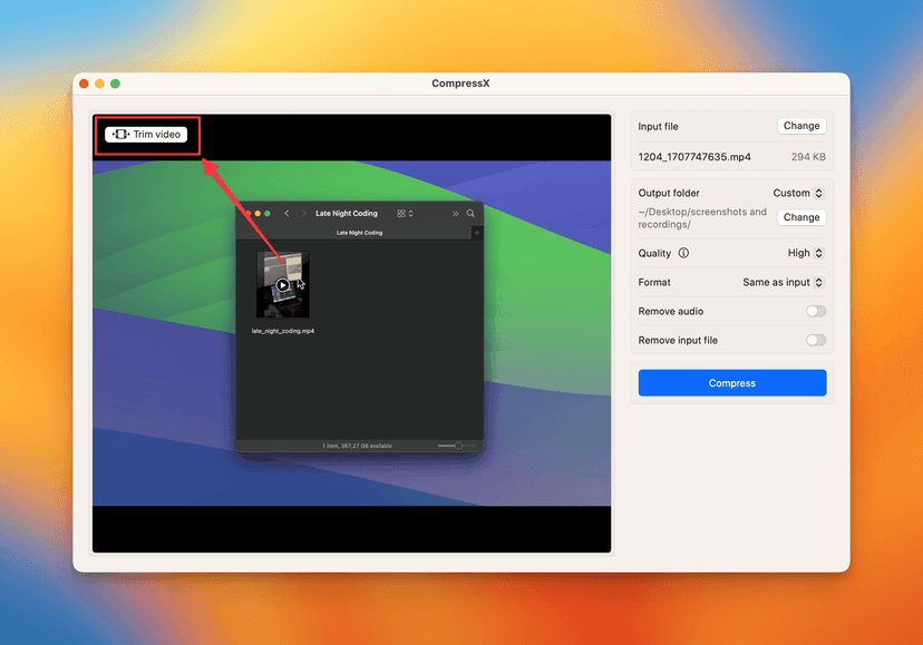 Compresto 1.4: Video Trimming, File Size Estimation