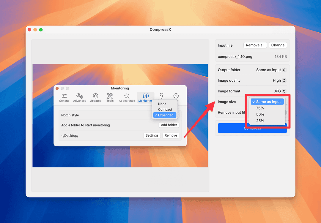 Compresto downscale image