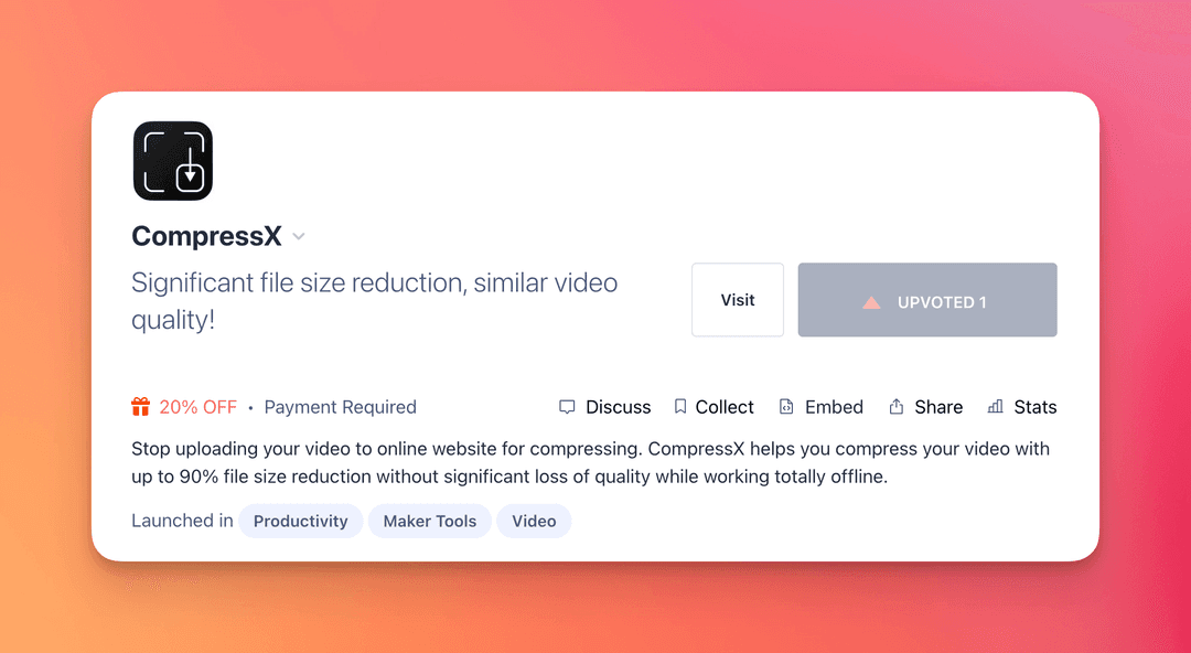Compresto Product Hunt launch