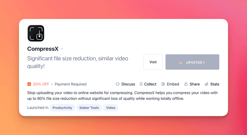 Compresto is live on Product Hunt! 🚀