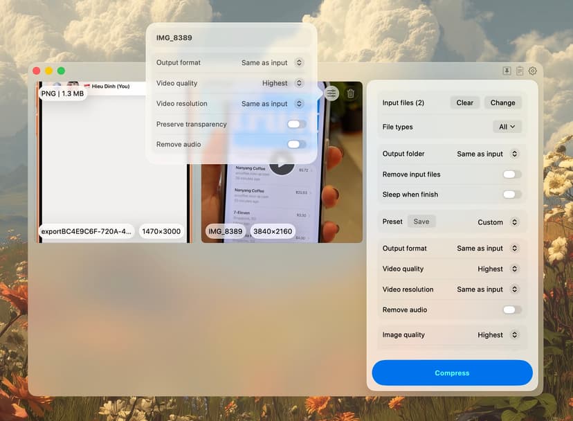 Compresto v1.28 update: Per-File Overrides, Clipboard Auto-Compress, Finder Tags & More